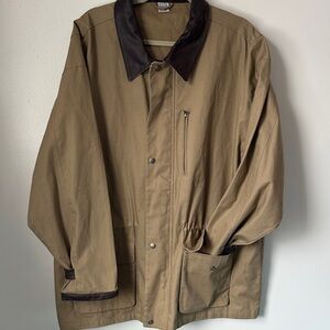 Men's Tan Barn Jacket with Brown Leather Accents
